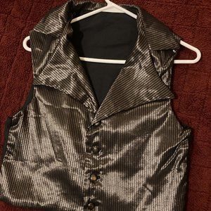 1800s Style Vintage Gray Striped Waistcoat